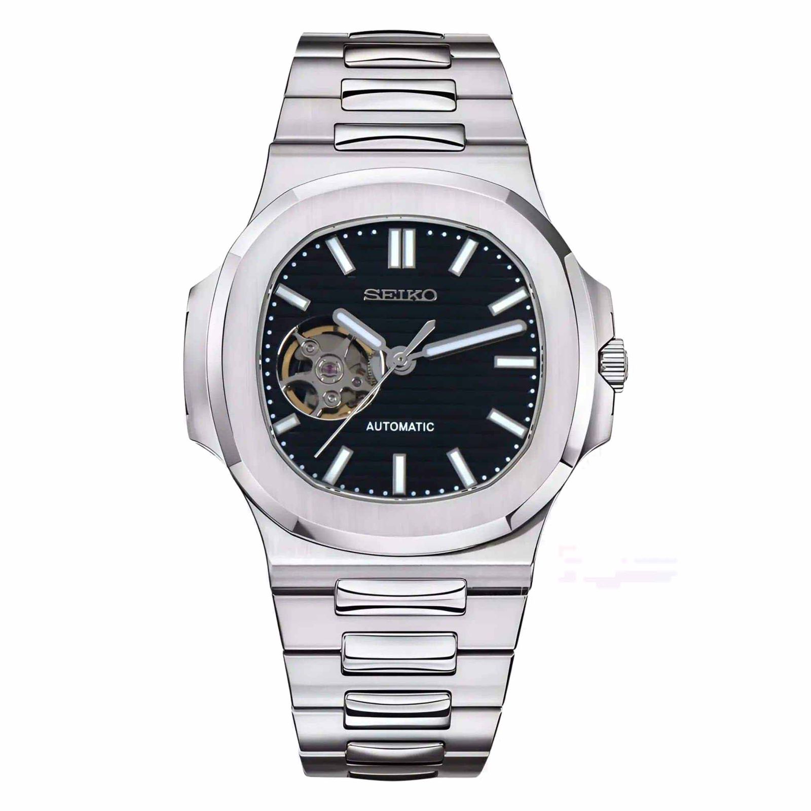 Seiko Automatic Open Heart Mod Watch – Integrated Steel Luxury Edition (Multiple Dial Options)