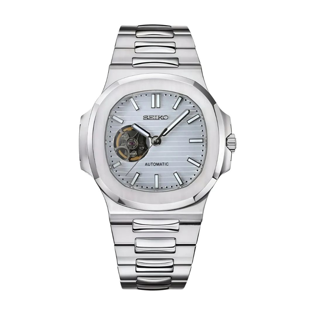 Seiko Automatic Open Heart Mod Watch – Integrated Steel Luxury Edition (Multiple Dial Options) - Image 2
