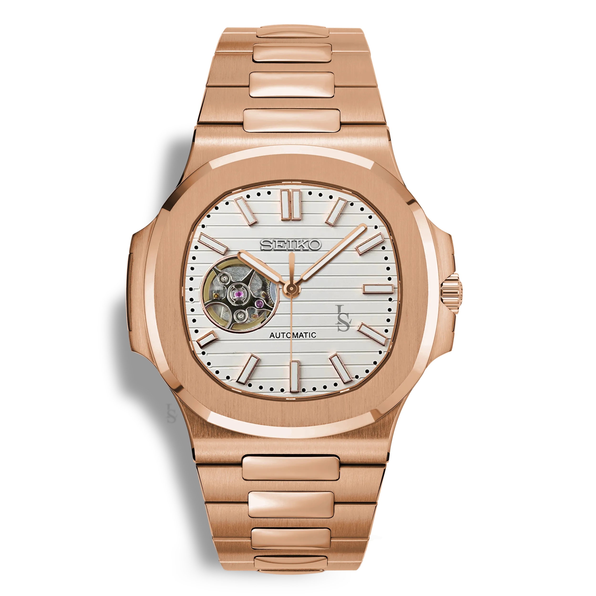 Seiko Automatic Open Heart Mod Watch – Integrated Steel Luxury Edition (Multiple Dial Options) - Image 5