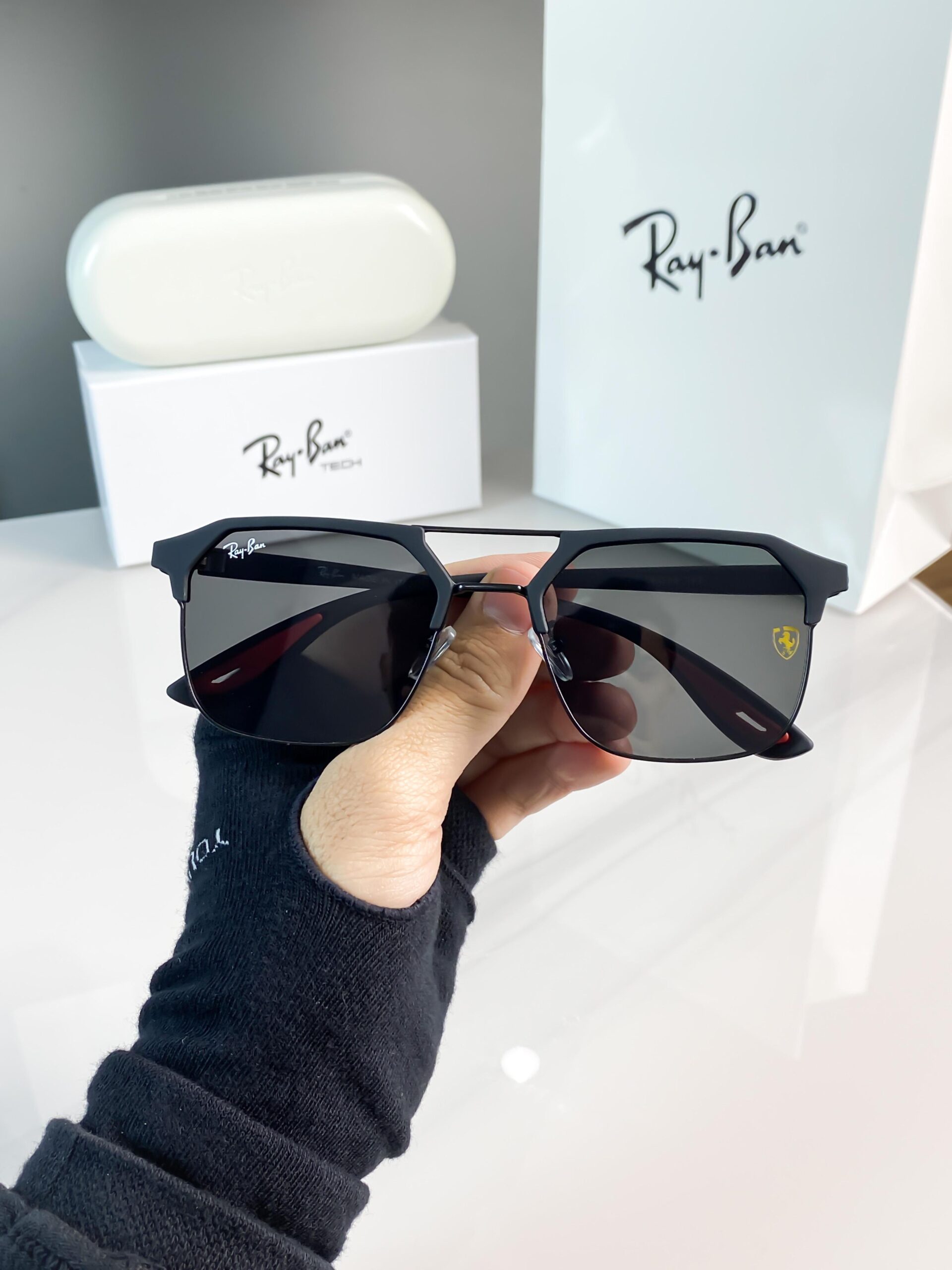 Ray-Ban Ferrari Edition Black Metal Sunglasses – Premium UV Protection Luxury Sunglasses - Image 6