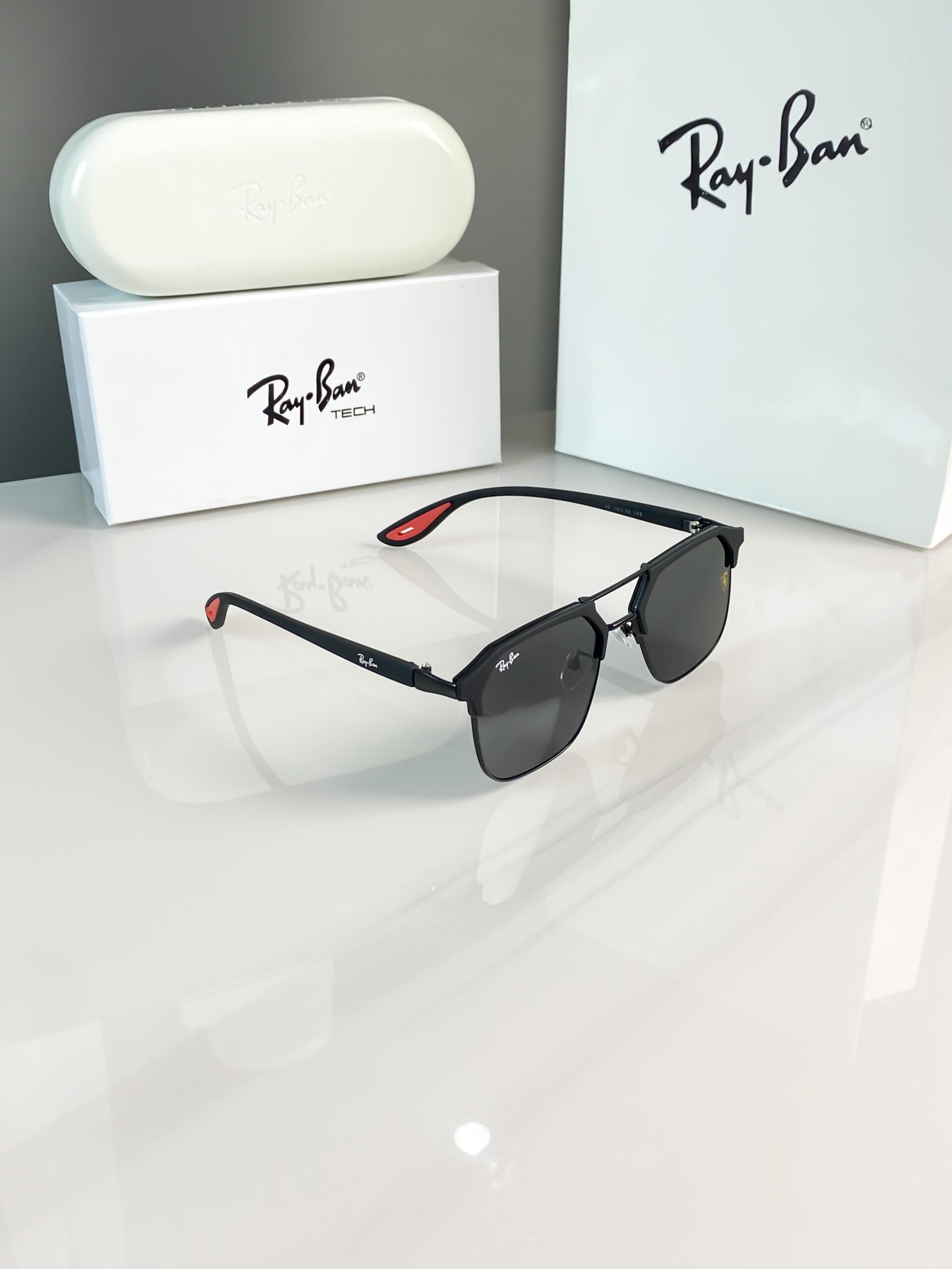 Ray-Ban Ferrari Edition Black Metal Sunglasses – Premium UV Protection Luxury Sunglasses - Image 4