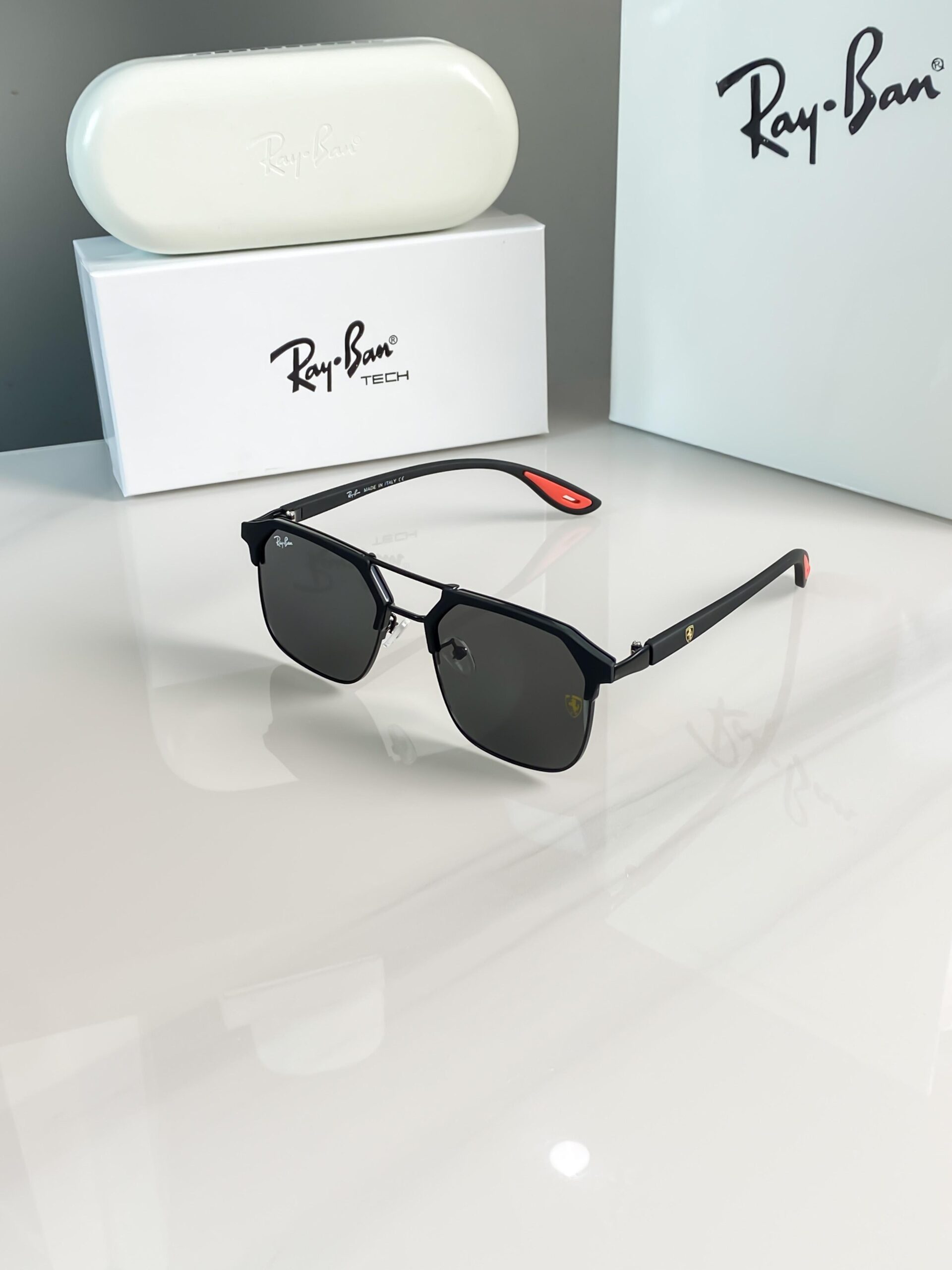Ray-Ban Ferrari Edition Black Metal Sunglasses – Premium UV Protection Luxury Sunglasses - Image 2