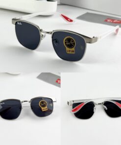 Ray Ban Hexagonal Blue Lens Sunglasses – Silver Edition