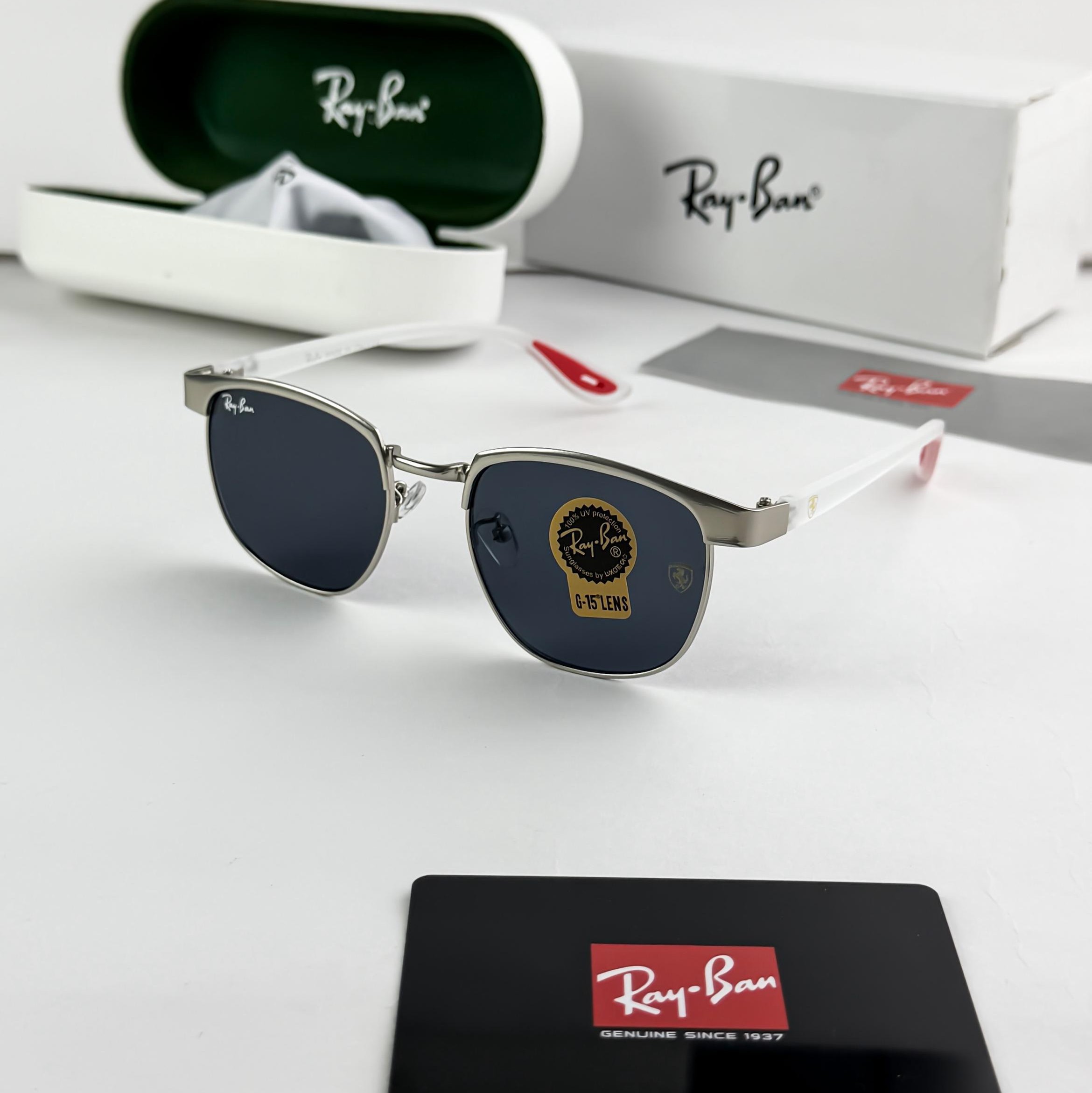 Ray Ban Hexagonal Blue Lens Sunglasses – Silver Edition - Image 2