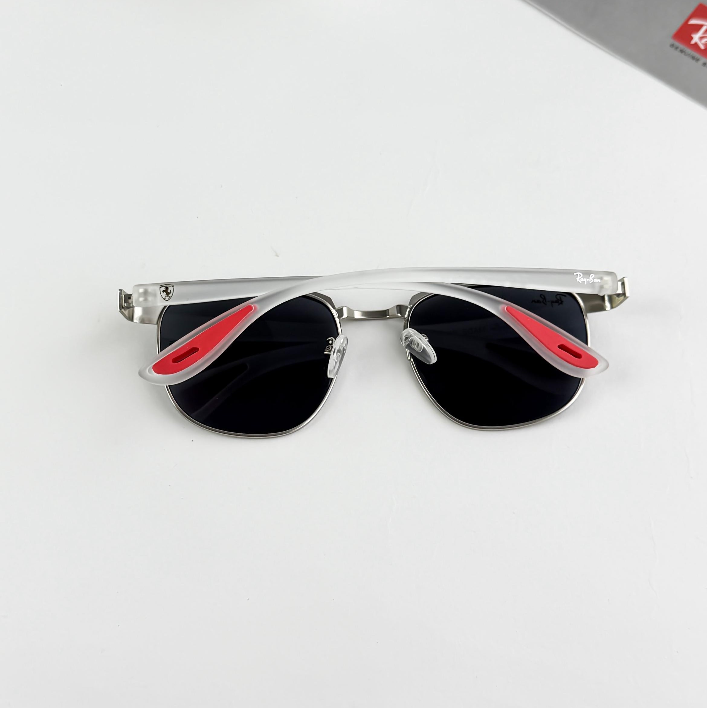 Ray Ban Hexagonal Blue Lens Sunglasses – Silver Edition - Image 5