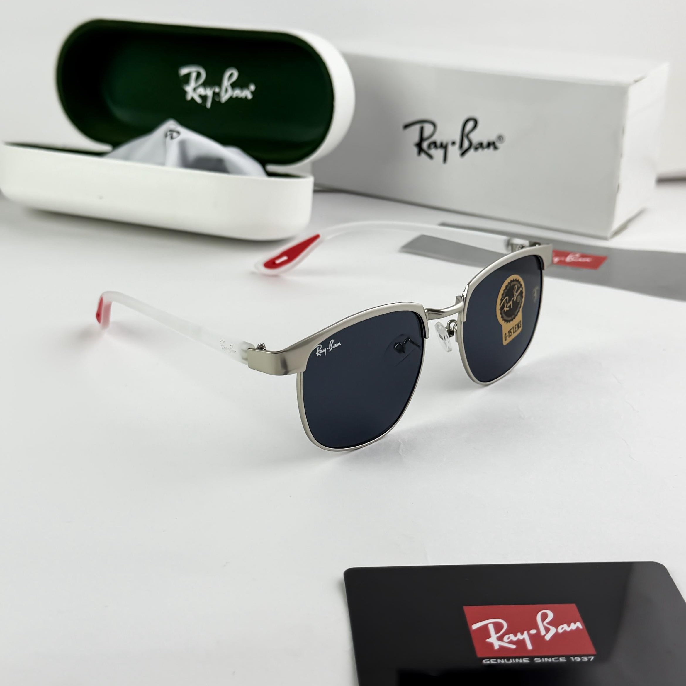 Ray Ban Hexagonal Blue Lens Sunglasses – Silver Edition - Image 3