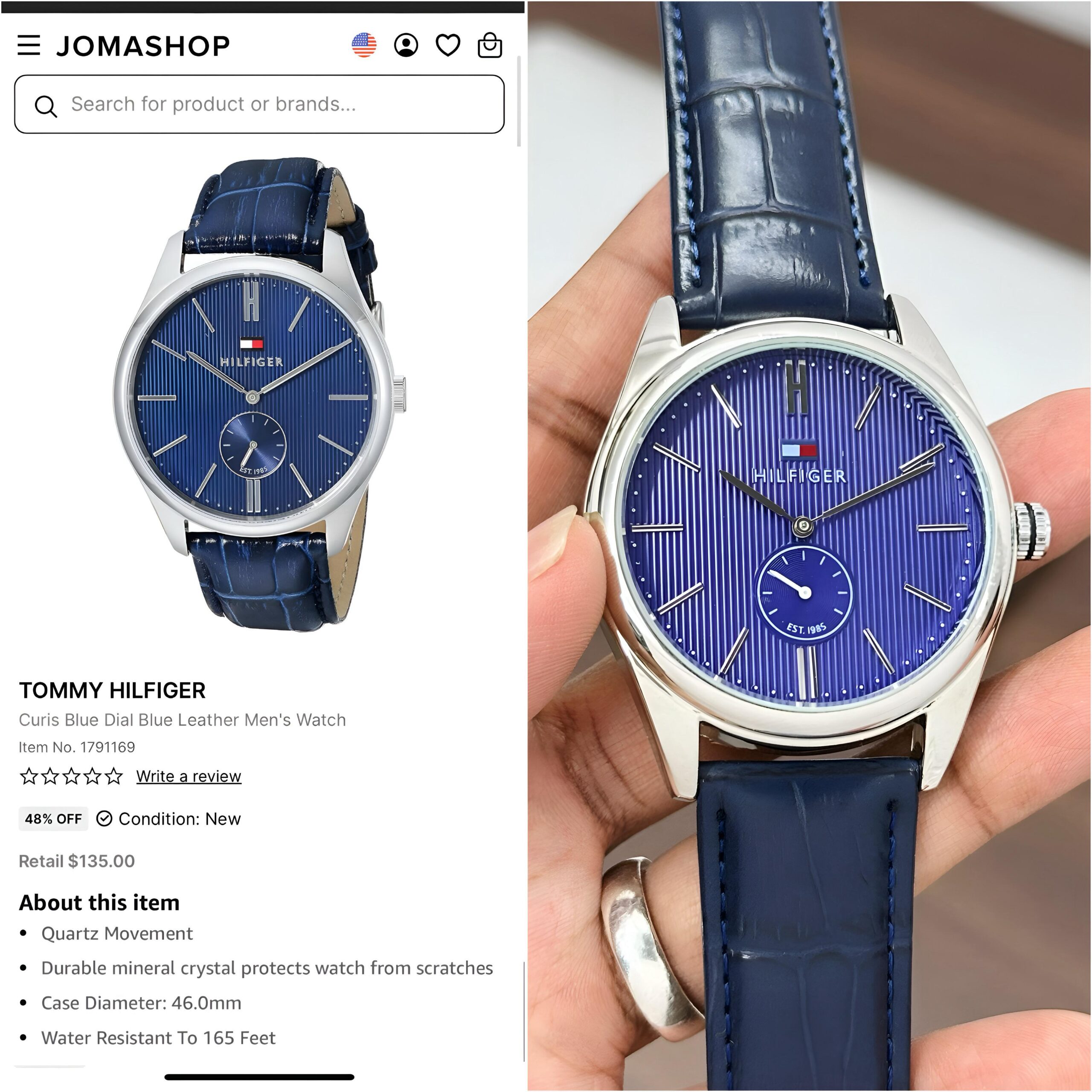TOMMY HILFIGER Curis Blue Dial Leather Strap Watch - Image 2