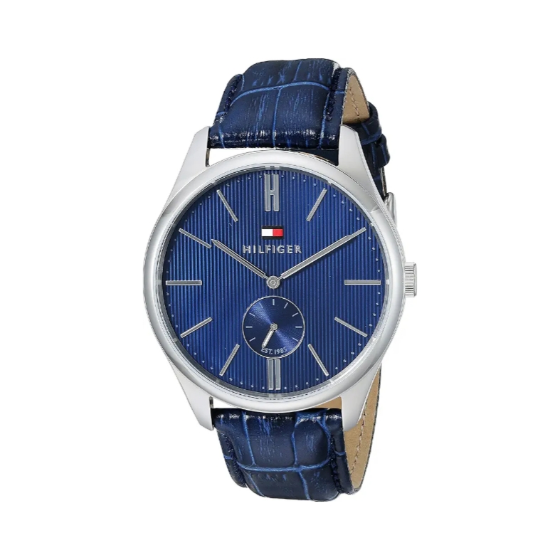 TOMMY HILFIGER Curis Blue Dial Leather Strap Watch