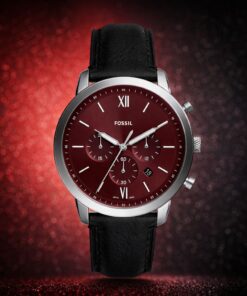 Fossil Neutra Chronograph Red Dial Leather Watch – Premium Statement Edition