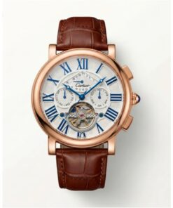 Cartier Tourbillon Rose Gold Blue Roman Dial Leather Watch – Ultra Luxury Edition