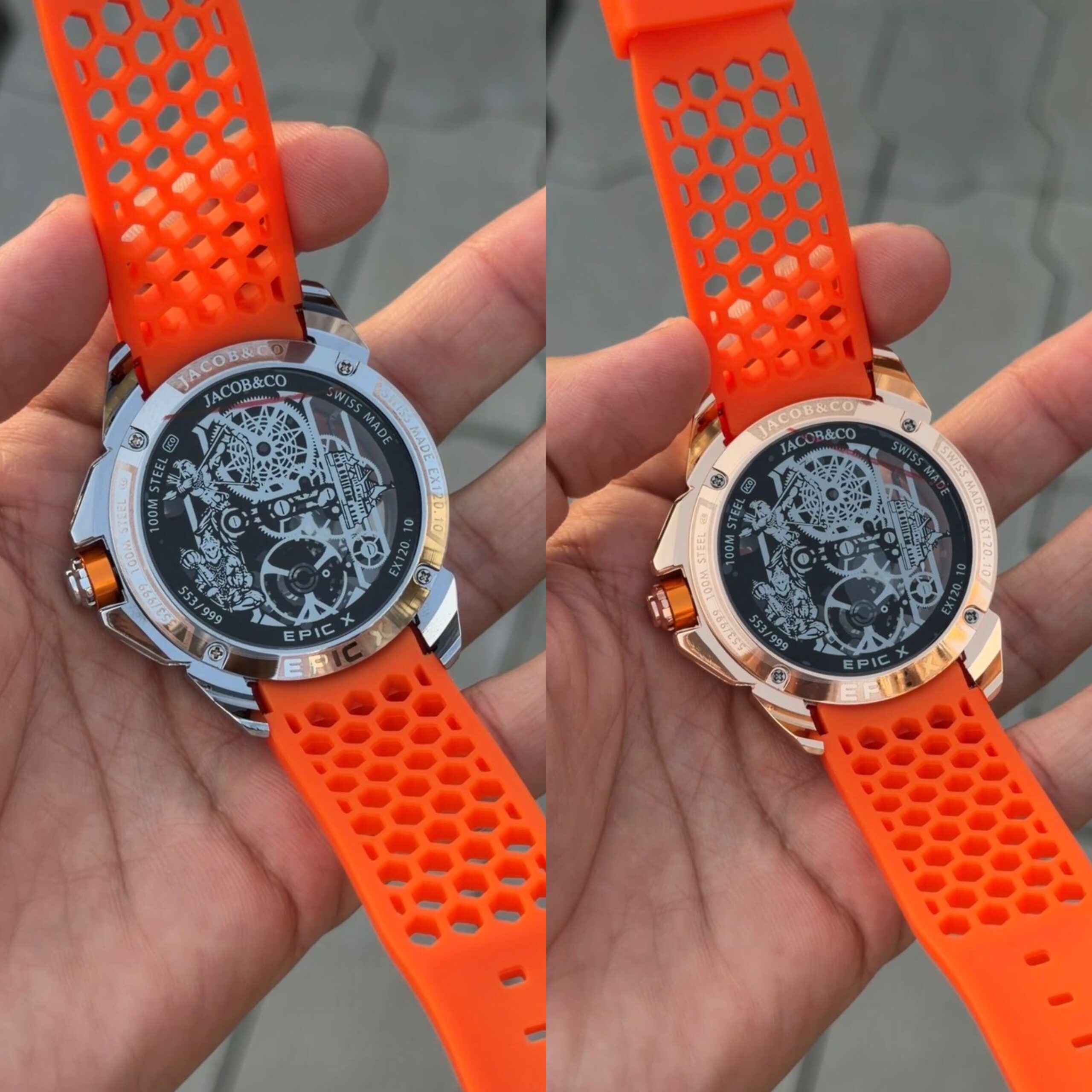 Jacob & Co Ram Mandir Edition Skeleton Dial Orange Strap Watch (Quartz) - Image 2