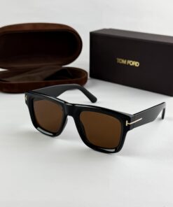 Tom Ford Square Black T Sunglasses – Brown Lens For Men