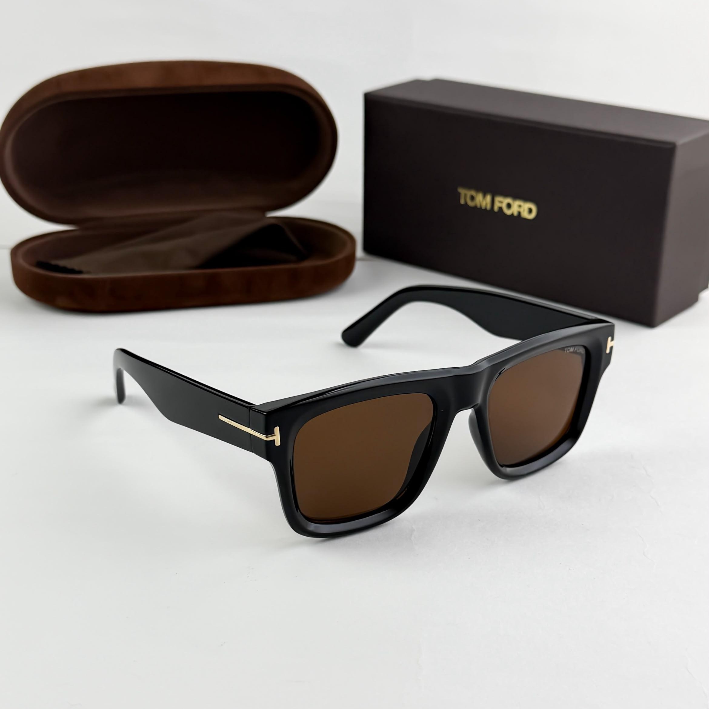 Tom Ford Square Black T Sunglasses – Brown Lens For Men - Image 2