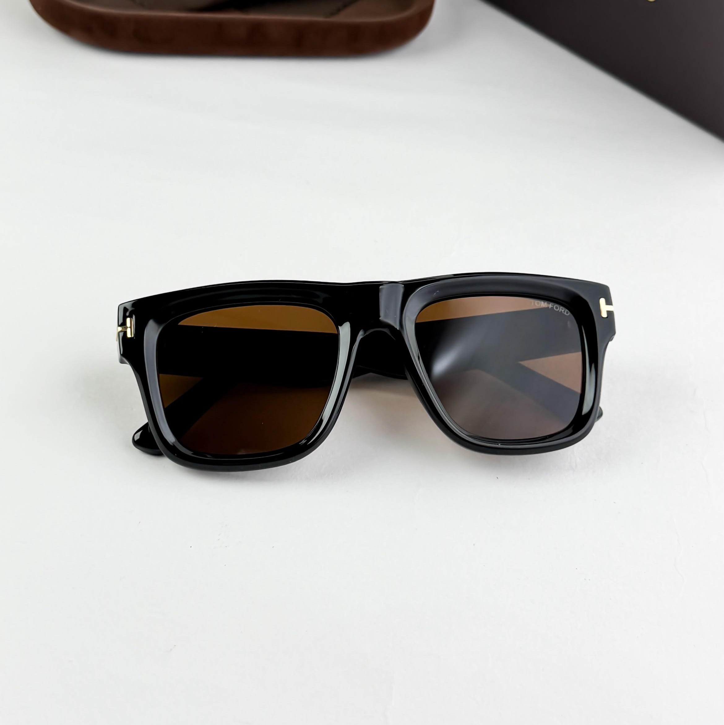 Tom Ford Square Black T Sunglasses – Brown Lens For Men - Image 4