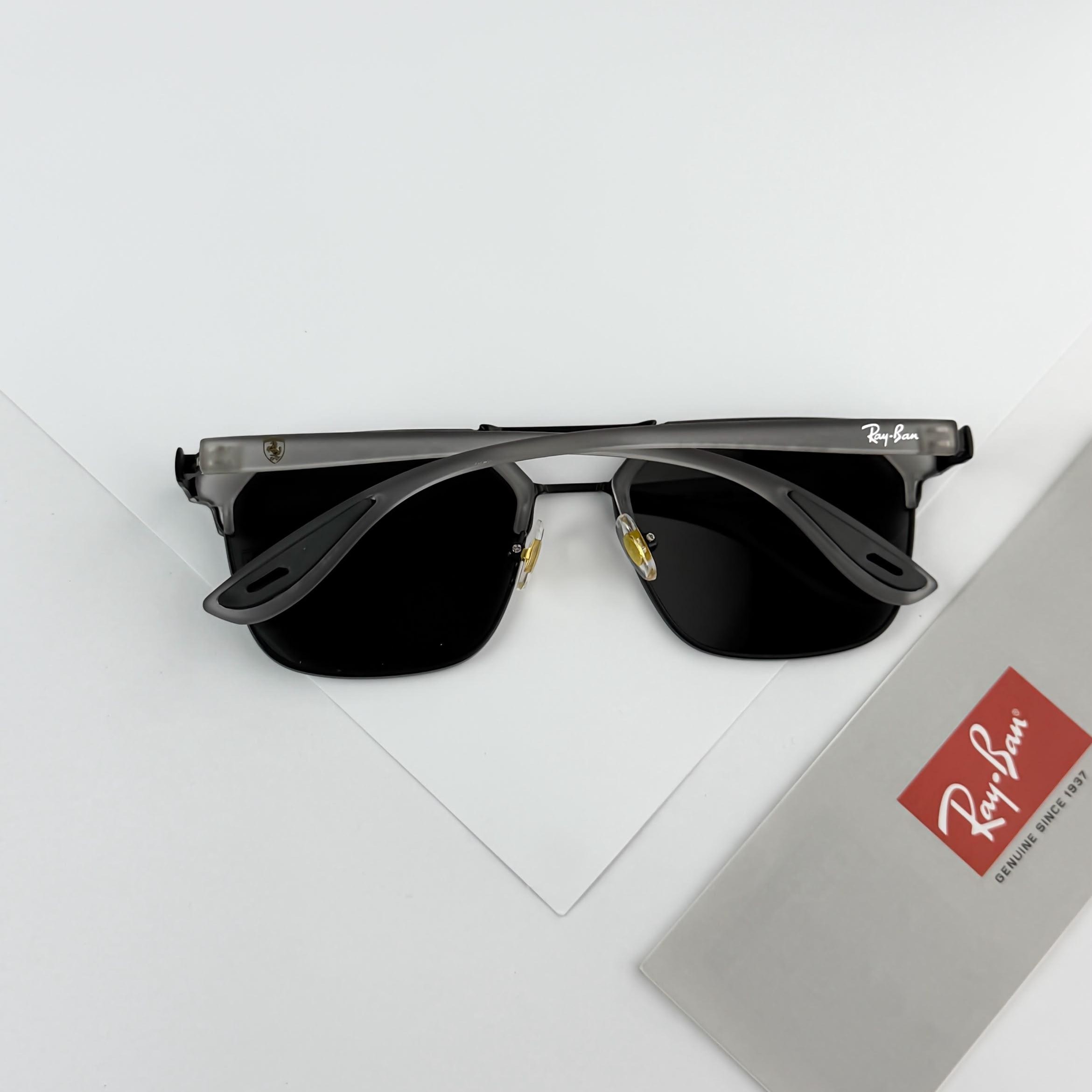 Ray-Ban Scuderia Ferrari Collection RB04 Grey Black Square Sunglasses – Gunmetal Frame / Black Lenses - Image 4