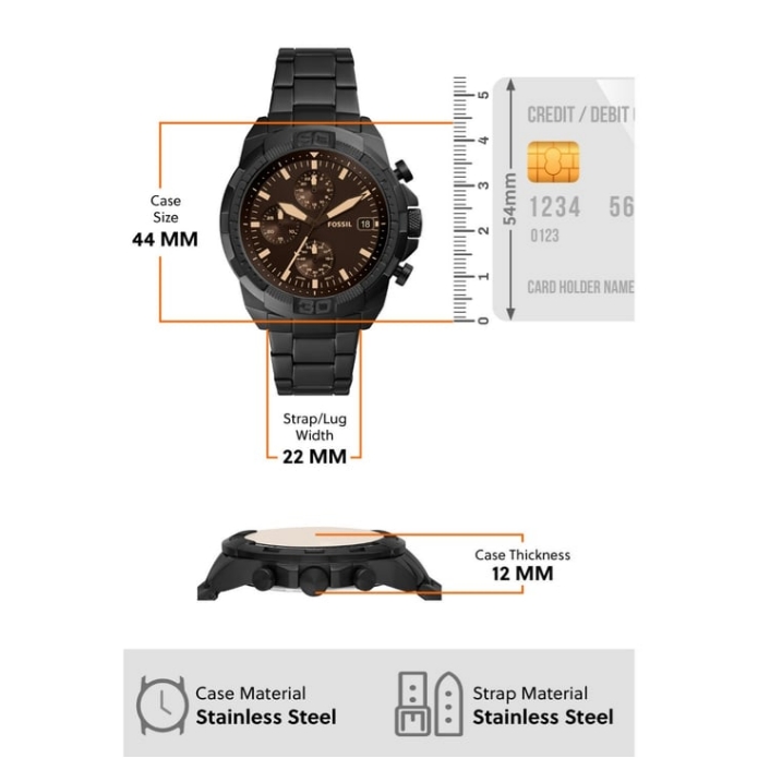 FOSSIL Bronson Chronograph Black Brown Dial Men's Watch – FS5851 - Image 8