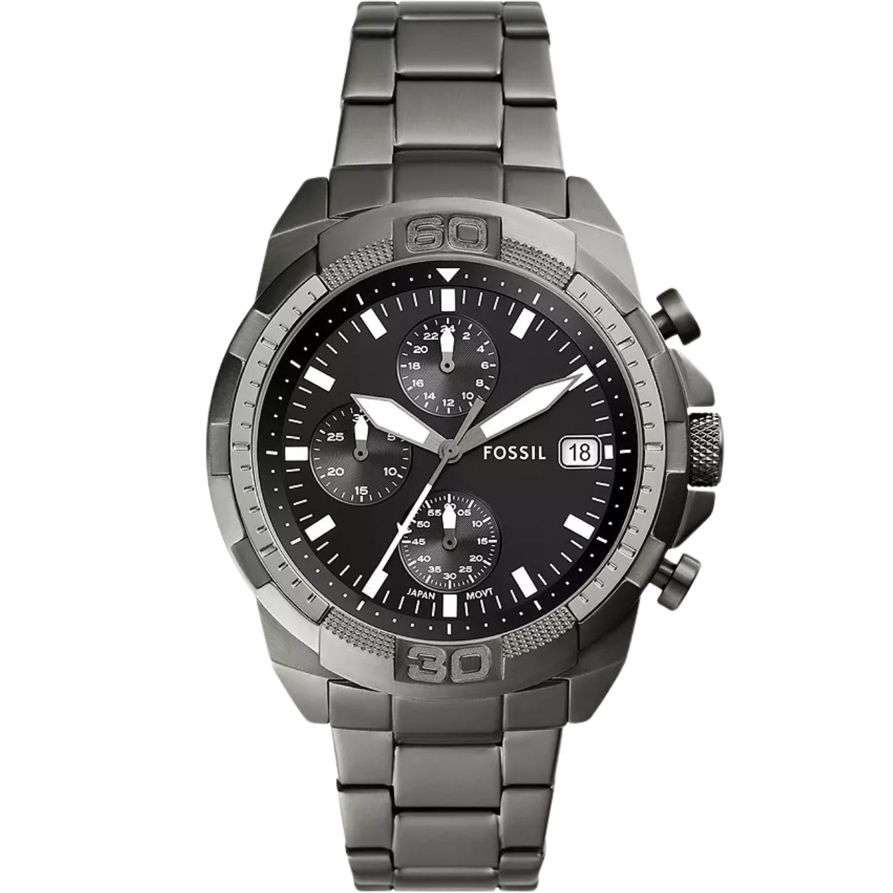 FOSSIL Bronson Chronograph Black Stainless Steel Men's Watch – FS5852