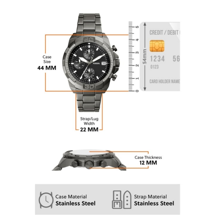 FOSSIL Bronson Chronograph Black Stainless Steel Men's Watch – FS5852 - Image 9